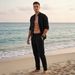 Men's Summer Fashion Linen Casual Suit Long Sleeved Shirt And Trousers European Size Vacation Beach Wear Versatile_viptrois.com
