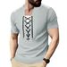 Men's Waffle Casual Color Matching Drawstring Round Neck Short Sleeved T Shirt Top_viptrois.com