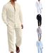 Men's Linen 2-Piece Set - Long Sleeve Shirt & Trousers Outfit For Casual & Smart Occasions_viptrois.com