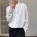 Men's Clothing Collarless Shirt Men's Long Sleeve Drape Lazy Ins Casual Loose Shirt Trend_viptrois.com