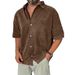 Women’s Retro Short-Sleeve Shirt – V-Neck Casual Blouse In Solid Colors (Navy/Green/Black, S-5XL)_viptrois.com