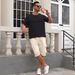 Men's Clothing Multi Pocket Work Shorts Sports Casual Loose Solid Color Linen Drawstring Shorts_viptrois.com