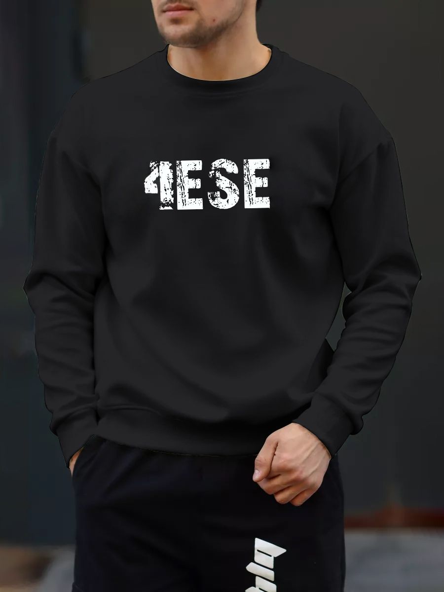 Polar Fleece Solid Color Round Neck Sweater Mens Candy Cotton Long Sleeve Working Clothes_viptrois.com