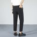 Men's Relaxed Tapered Cropped Trousers Wrinkle Free Loose Fit Straight Leg Drape New Spring Summer Style_viptrois.com