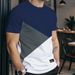 Men’s Slim-Fit Color Block T-Shirt – Breathable Polyester, Short Sleeve Crew Neck (5 Colors, 5 Sizes)_viptrois.com