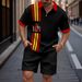 Men's Clothing Digital Print Lapel Zipper Shirt And Shorts Set Summer Trendy Clothing_viptrois.com
