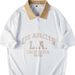Men's Clothing Printed Polo Shirts For Men Loose College Color Matching Lapel Short Sleeved T Shirts Paul Shirts For Men_viptrois.com
