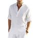 New Blouse Cotton Linen Shirt Loose Tops Long Sleeve T-shirt Spring Autumn Casual Handsome Men's Shirts_viptrois.com