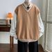 Lazy Casual Knitted Youth Trendy Sleeveless Pullover Men's Sweater V-neck Autumn Loose Fit New Trend_viptrois.com