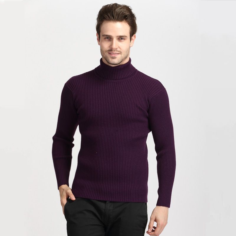 Men's Slim Fit Turtleneck Sweater – Korean Style Winter Knit Pullover (40% Wool Blend) – Stretchable & Thermal High Neck For Cold Weather (M-XXXL)_viptrois.com