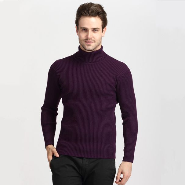 Men's Slim Fit Turtleneck Sweater – Korean Style Winter Knit Pullover (40% Wool Blend) – Stretchable & Thermal High Neck For Cold Weather (M-XXXL)_viptrois.com