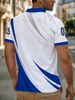 Men Quick Dry Mesh Straight Fit Brazil Inspired Soccer Print Collar Polo, Breathable Washable White Blue Short Sleeve Euro S-5XL Fan Casual Top_viptrois.com