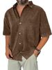 Women’s Retro Short-Sleeve Shirt – V-Neck Casual Blouse In Solid Colors (Navy/Green/Black, S-5XL)_viptrois.com