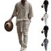 Men's Casual Loose Three Quarter Sleeve Jacquard Knit Sweater Black Gray Khaki Cotton Polyester Linen Top For Summer_viptrois.com