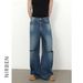 Men's Clothing High Street Ripped Jeans For Men High Loose Straight Wide Leg Trousers_viptrois.com