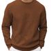 Waffle-Knit Pullover Sweatshirt – Unisex Oversized Crewneck Long Sleeve Top – Thickened Polyester Casual Wear For Autumn_viptrois.com
