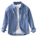 Retro Denim Long Sleeved Shirt, Men's Fashionable Casual Artistic Loose Top Jacket_viptrois.com