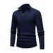 Autumn Winter Men's Knitted Half Zipper Stand Collar Solid Color Fashion Vertical Striped Sweater For Men_viptrois.com