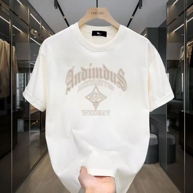 Men's Clothing Trendy Short Sleeved Pure Cotton Printed All Match Round Neck T Shirt_viptrois.com