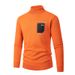 Men's High Neck Knit Sweater With Patchwork Design, Fleece-Lined Warm Pullover For Autumn Winter, Slim Fit Casual Comfortable Tops_viptrois.com