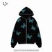 Rhinestone Letter Print Zipper Loose Sweatshirt Y2K Harajuku Oversized Gothic Hip Hop Long Sleeve Sportswear_viptrois.com