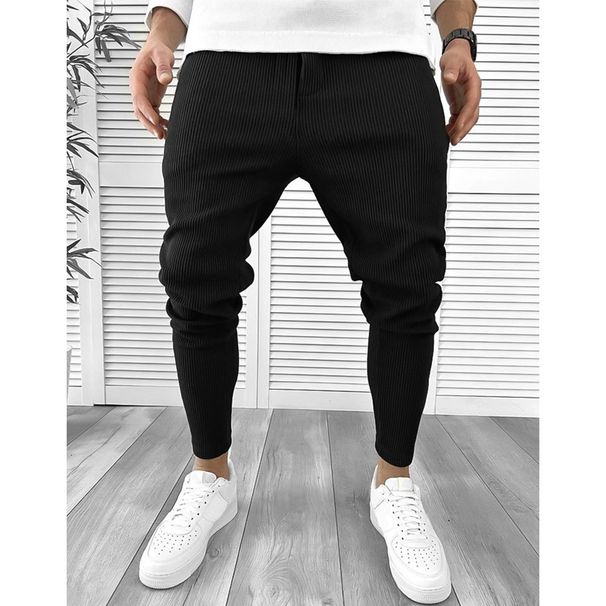 Man's clothing Regular corduroy fake pockets decorate casual dress pants_viptrois.com