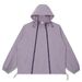 Men's Outdoor Sports Set Breathable Sun Protection Hooded Jacket Shorts With Dual Zipper Lightweight Polyester For Running Hiking (White/Grey/Purple)_viptrois.com