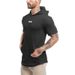 Fitness Hooded Short Sleeve American Fitness T-Shirt Slim Elastic Top Foreign Trade Bottom Shirt Cotton Sweat Absorbing_viptrois.com