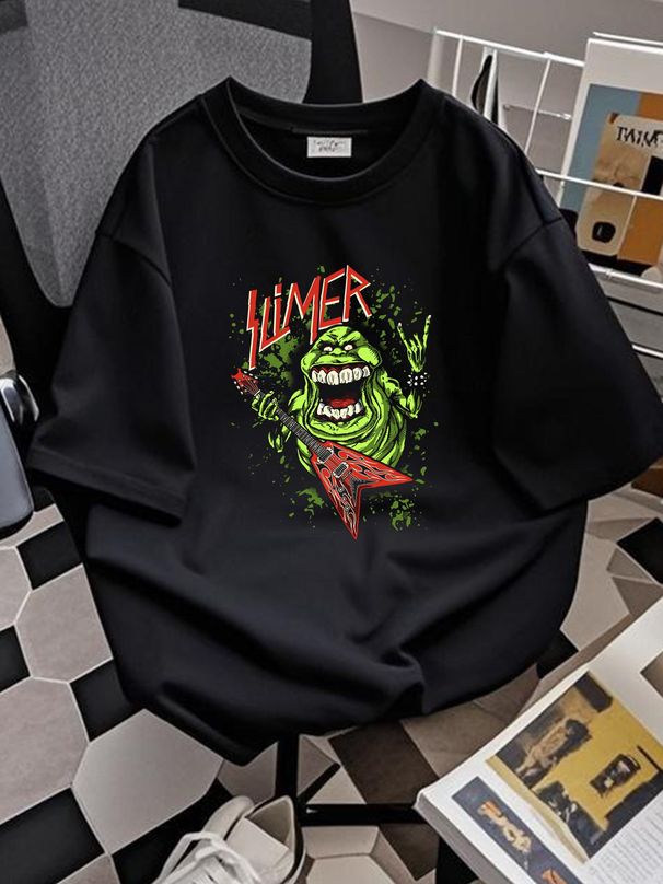 The Mean Green Ghost Onion Head Ghostbuster Slimer Horror Classic 80s T Shirt Versatile Designer Clothes Fashion Casual Stretched Stylish_viptrois.com