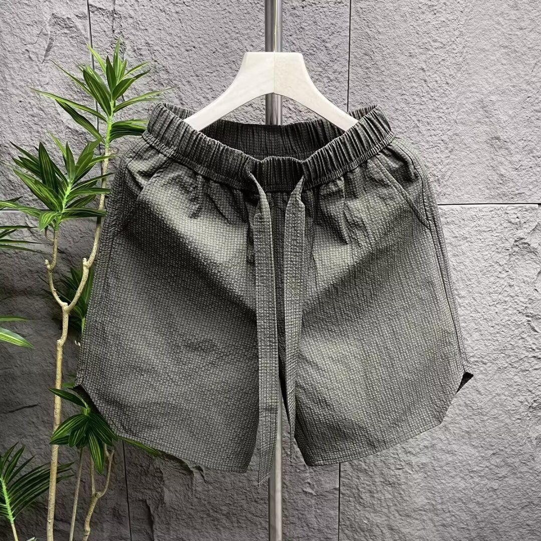 Men's Seersucker Casual Shorts Lightweight Breathable Summer Beach Wear Relaxed Fit Black Grey Army Green Khaki S to 3XL_viptrois.com