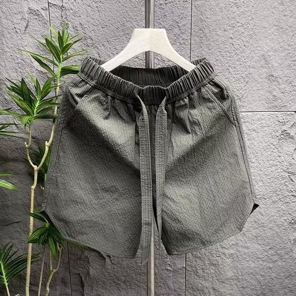 Men's Seersucker Casual Shorts Lightweight Breathable Summer Beach Wear Relaxed Fit Black Grey Army Green Khaki S to 3XL_viptrois.com