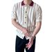 Men's Slim Fit Polo Shirt Short Sleeve Knit Business Casual Stripe Breathable Summer T-Shirt (Black/White, Sizes S-2XL)_viptrois.com