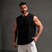 Solid Color Sleeveless T-Shirt Plus Size Sports Vest For Men, Trendy Men's Loose Fit Gym Base Shirt, Tank Top_viptrois.com