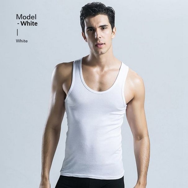 Pulse Men's Cotton Base Layer Vest Loose Fit All-Cotton Sports Tank Top Fitness Summer Casual Inner Wear Sleeveless T-Shirt_viptrois.com