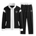 Men's Clothing Men's Spring And Autumn New Patchwork Contrast Color Jacket Trendy Casual Sports Suit Two Piece Flower Horseshoe Style_viptrois.com