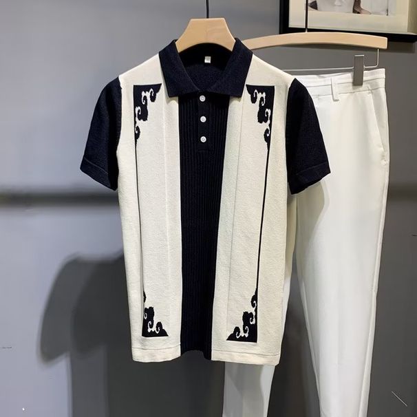 Men's Clothing Summer New Business Short Sleeved Polo Shirt Men's Style Fashion Knitted Half Sleeved Lapel T Shirt High End_viptrois.com
