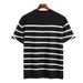 Striped Knit Tee (67.6% Viscose + 32.4% Polyester, Breathable, Colorfast, Slim Fit, Ribbed Hem, Minimalist Everyday Essential)_viptrois.com