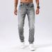 Men's Clothing New Denim Trousers Ins Trendy Black Slim Thick Line Denim Pants_viptrois.com