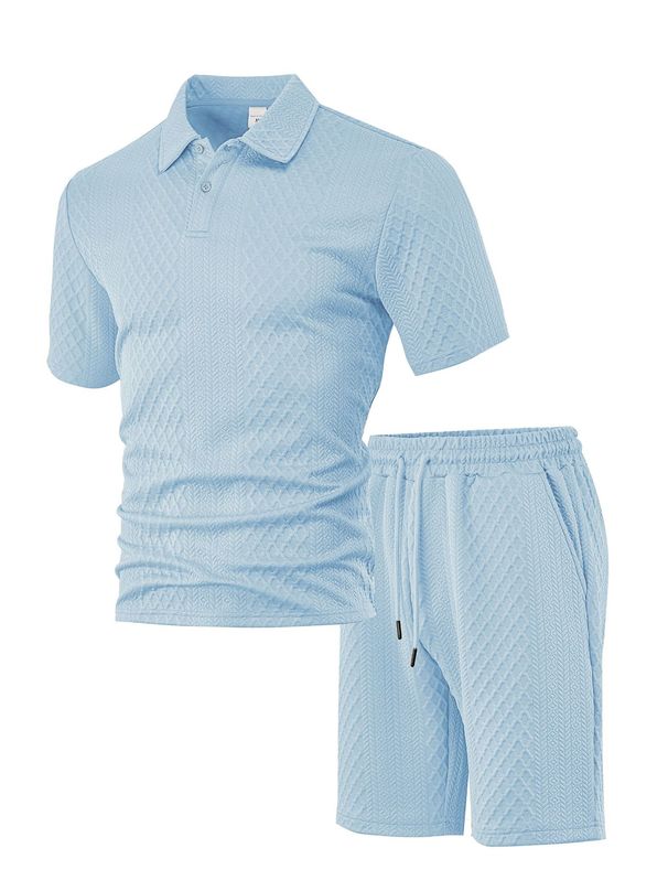Men's Casual 2-Piece Set - Breathable Polo Shirt & Shorts, Summer Athletic Outfit (7 Colors, S-XXXL) | Lightweight Polyester, Trendy Streetwear_viptrois.com