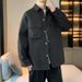 Men's Workwear Jacket - Lightweight Water-Resistant Casual Shirt With Turn-Down Collar (Mocha Brown, Olive Green, Black, Vanilla White)_viptrois.com