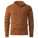 Pure Foreign Trade Cross-Border New Men's Knitted Solid Color Simple Stand Collar Half-Zip Casual Base Shirt Sweater_viptrois.com