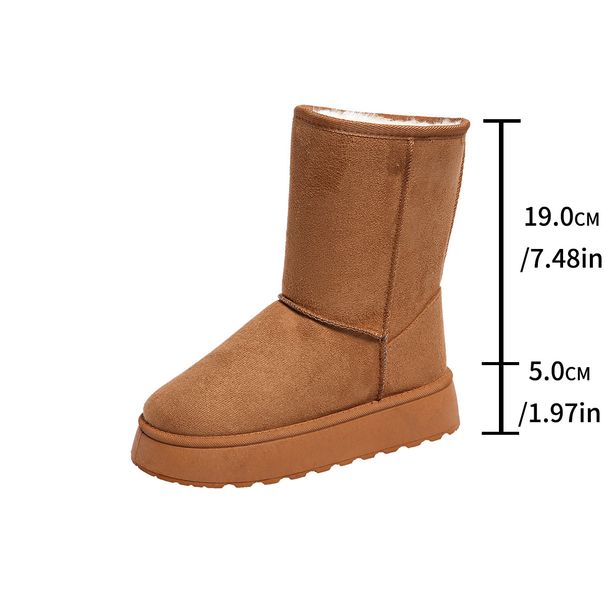 Large size women's mid-tube high tube warm snow boots thick sole high sole classic simple cotton shoes_viptrois.com