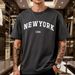 American Retro NEW YORK Letter Printed Short-sleeved T-shirt, Men's Simple Loose Casual Versatile Top_viptrois.com