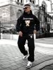 Fashion street vintage dog print casual hoodie set_viptrois.com