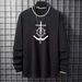 Monochrome Man- New Spring Autumn Winter Men's Solid Color Round Neck T-Shirt Outer Wear Long Sleeve Plaid Breathable_viptrois.com