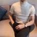 Men's Clothing Spring And Summer Short Sleeved T Shirt Men's Elastic Half High Collar Knitted Bottoming Shirt Youth Half Sleeved Casual T Shirt_viptrois.com