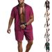 Men's Clothing Men's Summer Suits Men's Casual Beach Suits Men's Fashionable Short Sleeved Shorts Two Piece Suits_viptrois.com