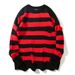 Ripped Sweater Men's Trend Brand Knitted Crew-neck Striped Outside Wear Men's Sweater Men_viptrois.com