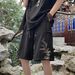 Men's Chinese Style Frog Button Suit Shorts Trendy Summer Casual Mid Length Pants With Embroidery Five Point_viptrois.com