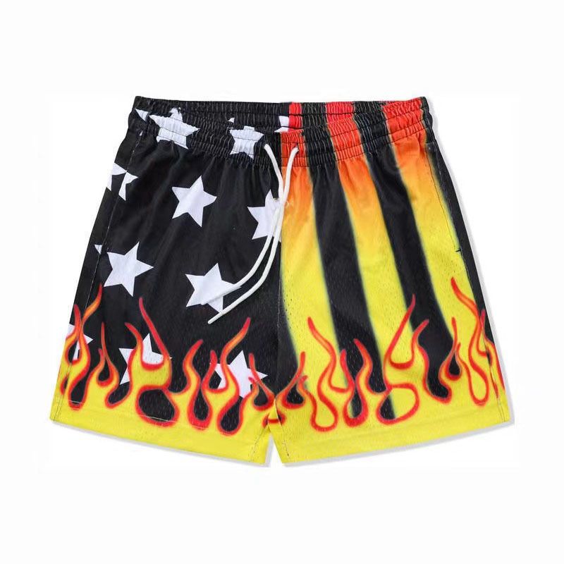 Men's Clothing Casual Shorts Flame Pattern Basketball Sports Fitness Running Beach Casual Breathable Men's Fitness Sports Pants_viptrois.com